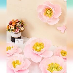 NEW Set of 6 Pinkish Peach Large Crepe Paper Flowers